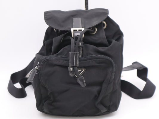 PRADA Nylon Triangle Logo Backpack Black Handbag