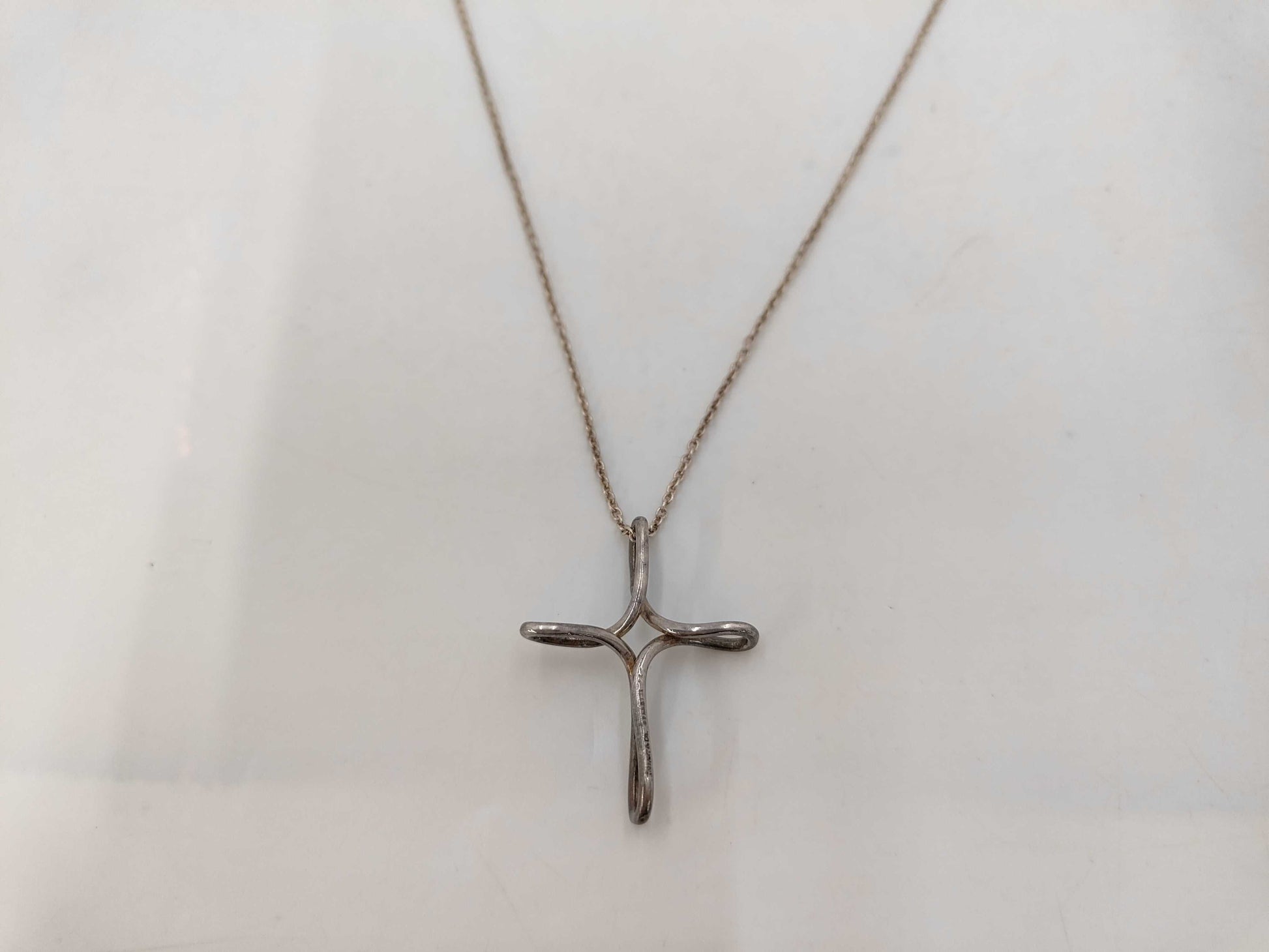 Tiffany & Co. SV925 Elsa Peretti Open Cross Necklace