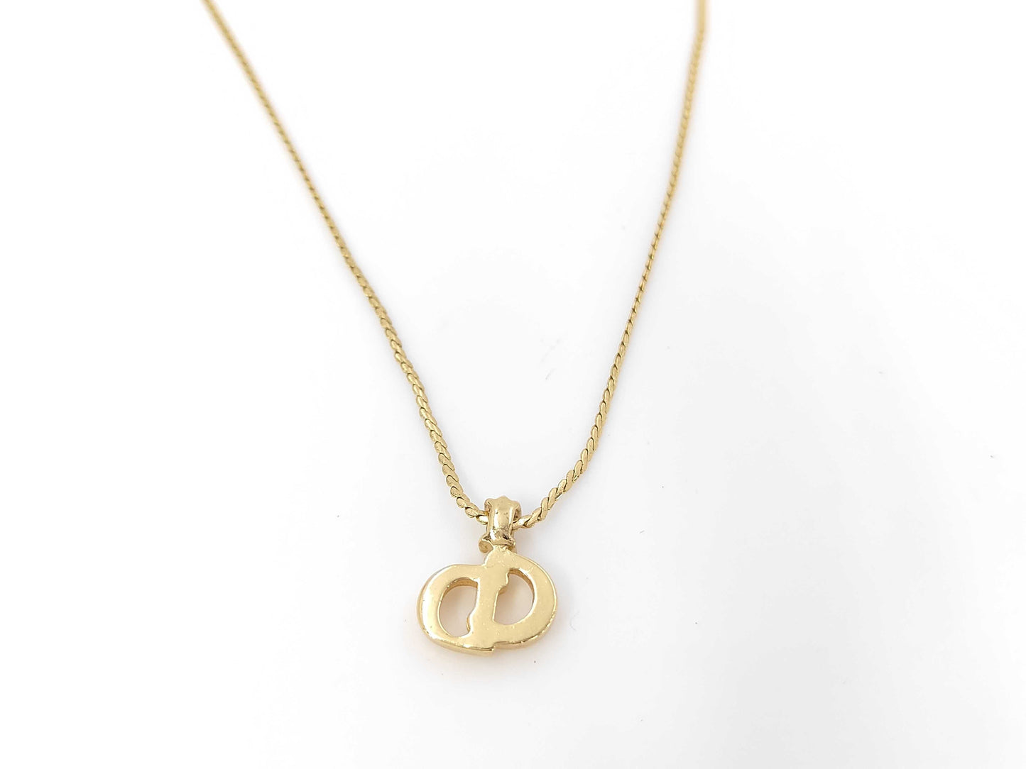 Dior GPCD logo rhinestone gold necklace