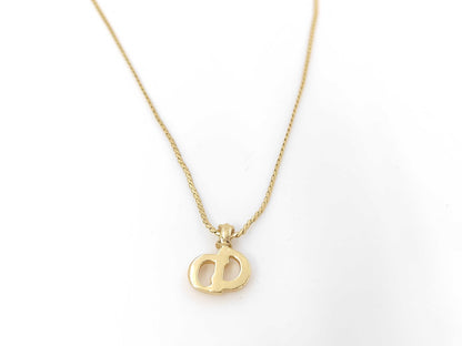 Dior GPCD logo rhinestone gold necklace