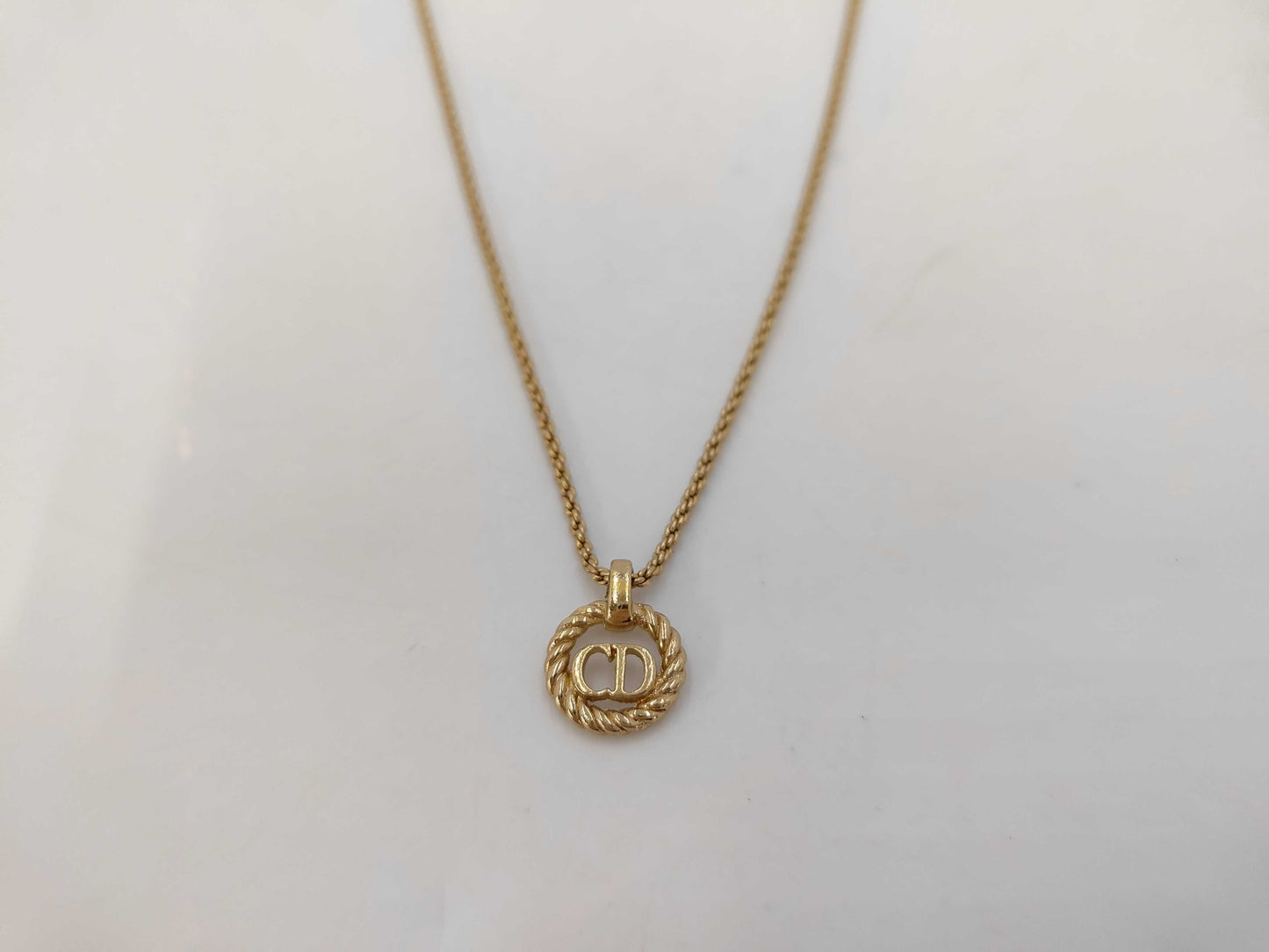Dior GP CD logo round gold necklace