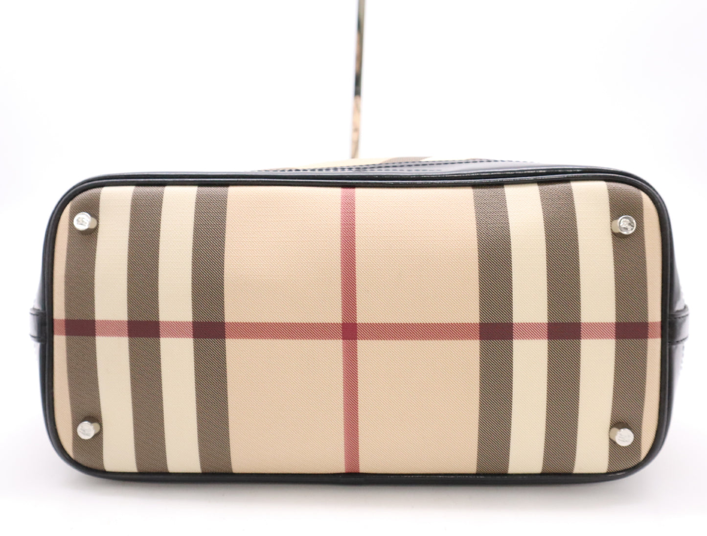 BURBERRY PVC x Leather Nova Check Handbag Tote Bag with Dust Bag