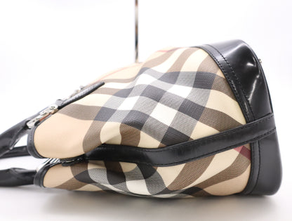 BURBERRY PVC x Leather Nova Check Handbag Tote Bag with Dust Bag