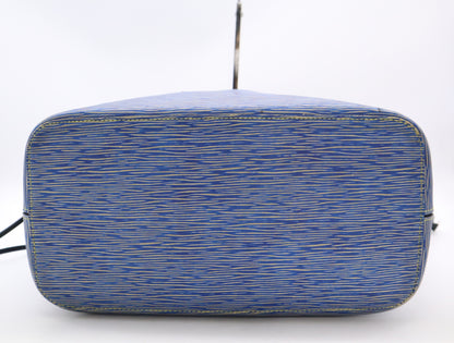 LOUIS VUITTON M51053 Epi Never Full MM Denim Blue Tote Bag with Pouch & Storage Bag