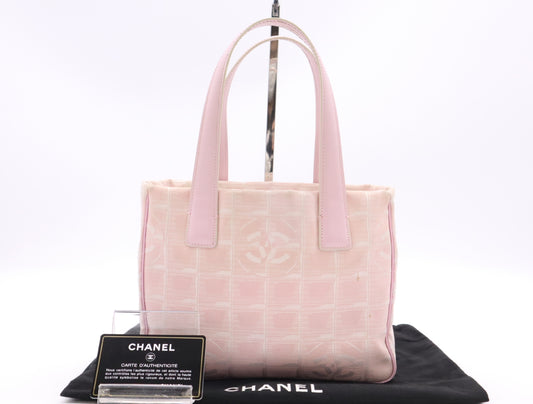 CHANEL Canvas New Travel Line Tote TPM Pink with Storage Bag Seal Card 8500979 Purse