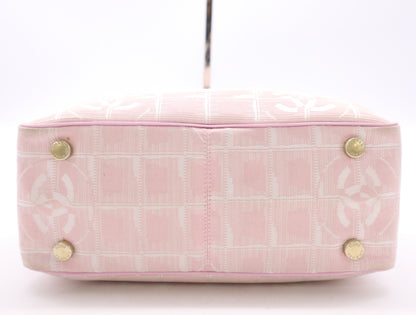 CHANEL Canvas New Travel Line Tote TPM Pink with Storage Bag Seal Card 8500979 Purse