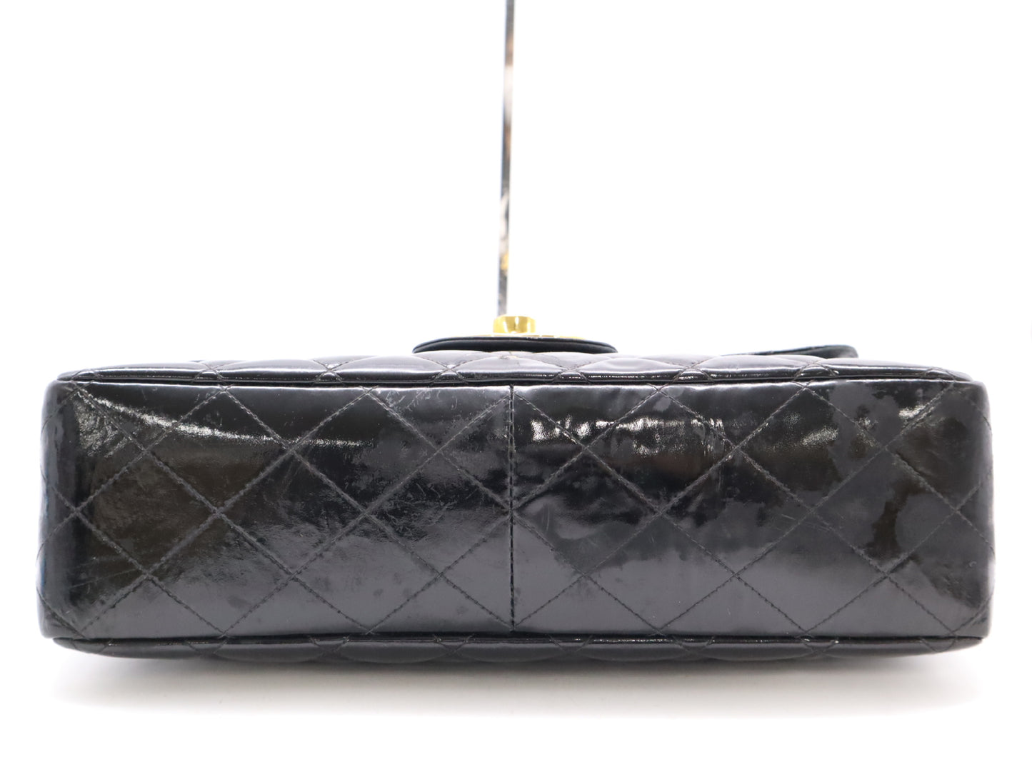 CHANEL Patent Leather Matrasse 30 S Flap W Chain Turnlock GD Hardware Black Seal Blurring Shoulder Bag