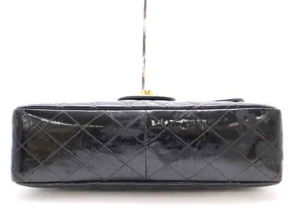 CHANEL Patent Leather Matrasse 30 S Flap W Chain Turnlock GD Hardware Black Seal Blurring Shoulder Bag