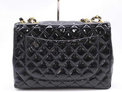 CHANEL Patent Leather Matrasse 30 S Flap W Chain Turnlock GD Hardware Black Seal Blurring Shoulder Bag