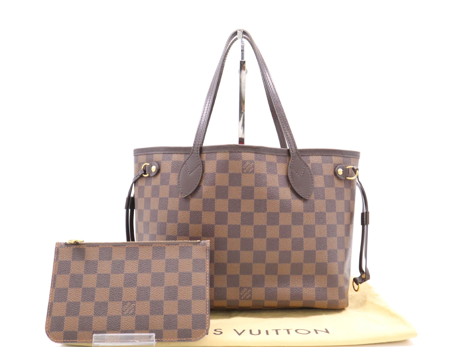 LOUIS VUITTON N41359 Damien Never Full PM Tote Bag with Pouch & Storage Bag