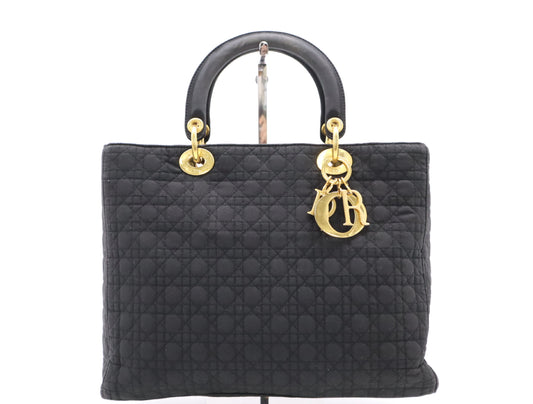 Dior Nylon Lady Dior Large Canage Black Handbag