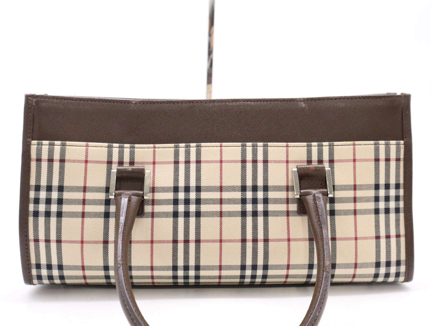 BURBERRY Canvas x Leather Nova Check Beige Brown Handbag