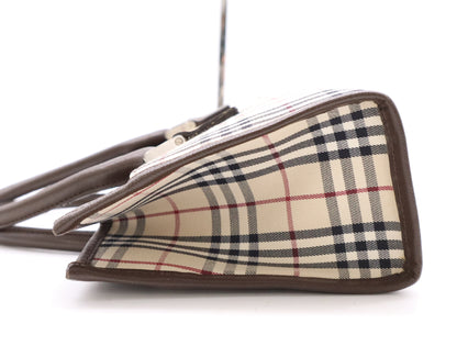 BURBERRY Canvas x Leather Nova Check Beige Brown Handbag
