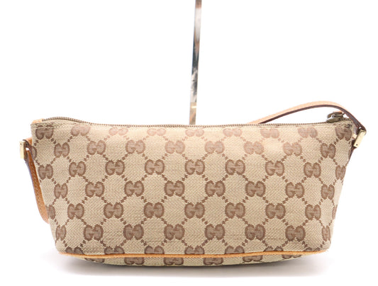 GUCCI 07198 Canvas GG Canvas Accessory Pouch Beige Brown Pouch