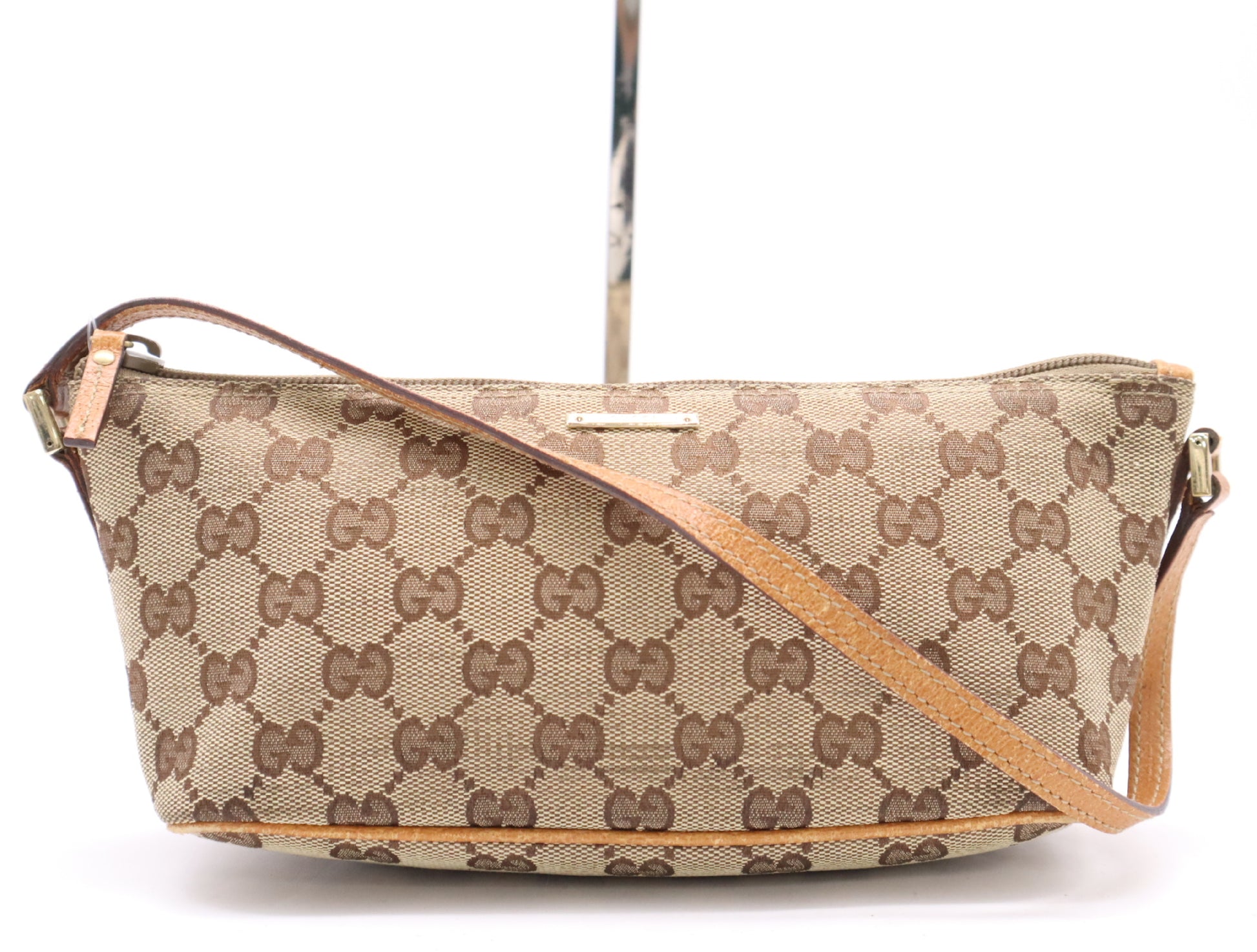 GUCCI 07198 Canvas GG Canvas Accessory Pouch Beige Brown Pouch