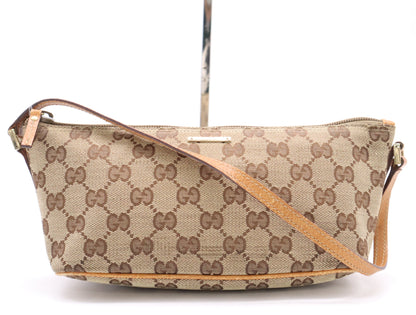 GUCCI 07198 Canvas GG Canvas Accessory Pouch Beige Brown Pouch