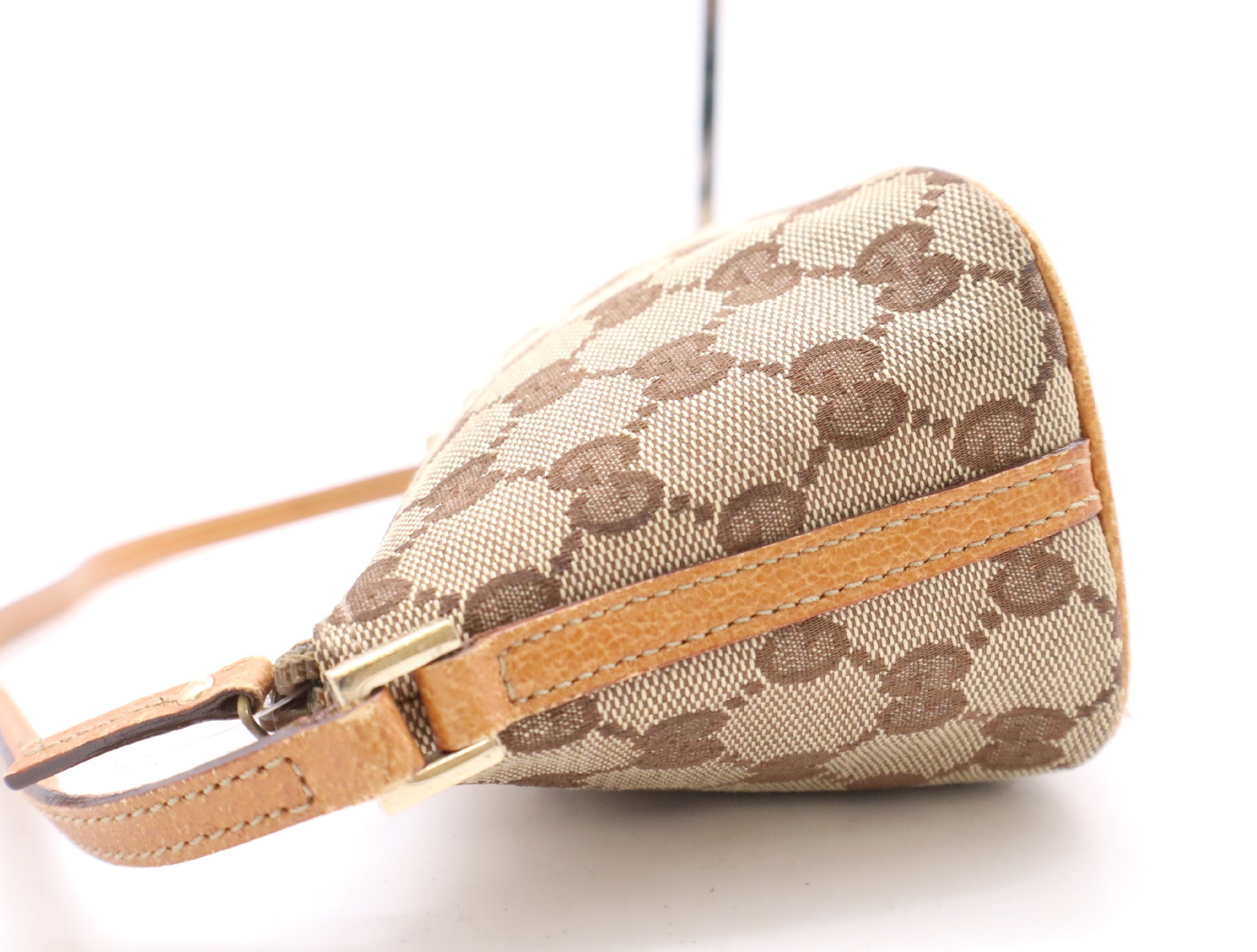GUCCI 07198 Canvas GG Canvas Accessory Pouch Beige Brown Pouch