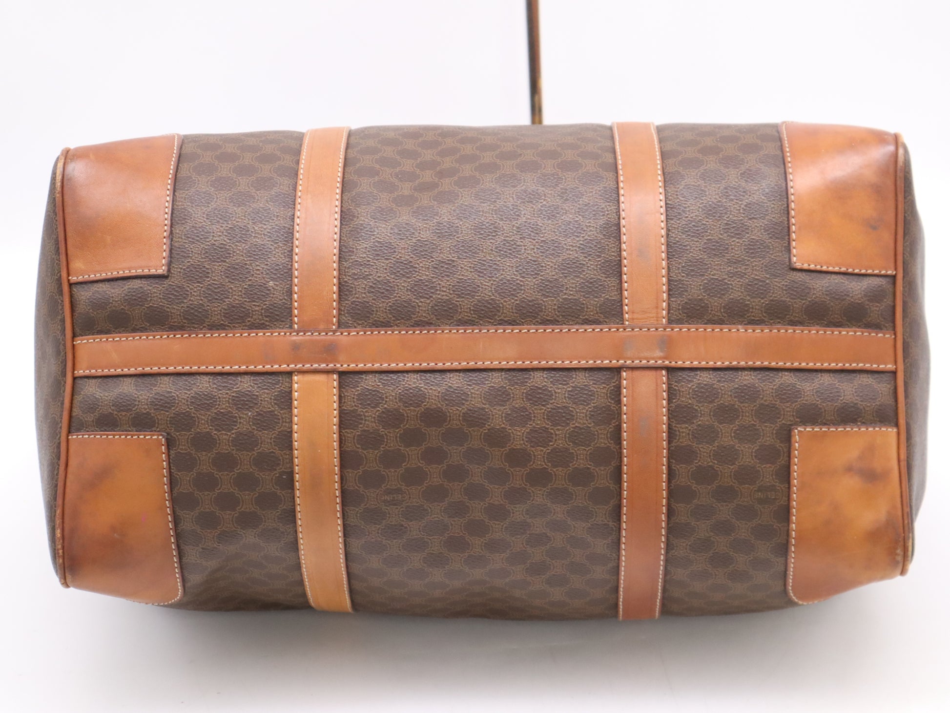 CELINE PVCx Leather Macadam Boston Bag with Brown Keys x2 and Crochet Boston Bag