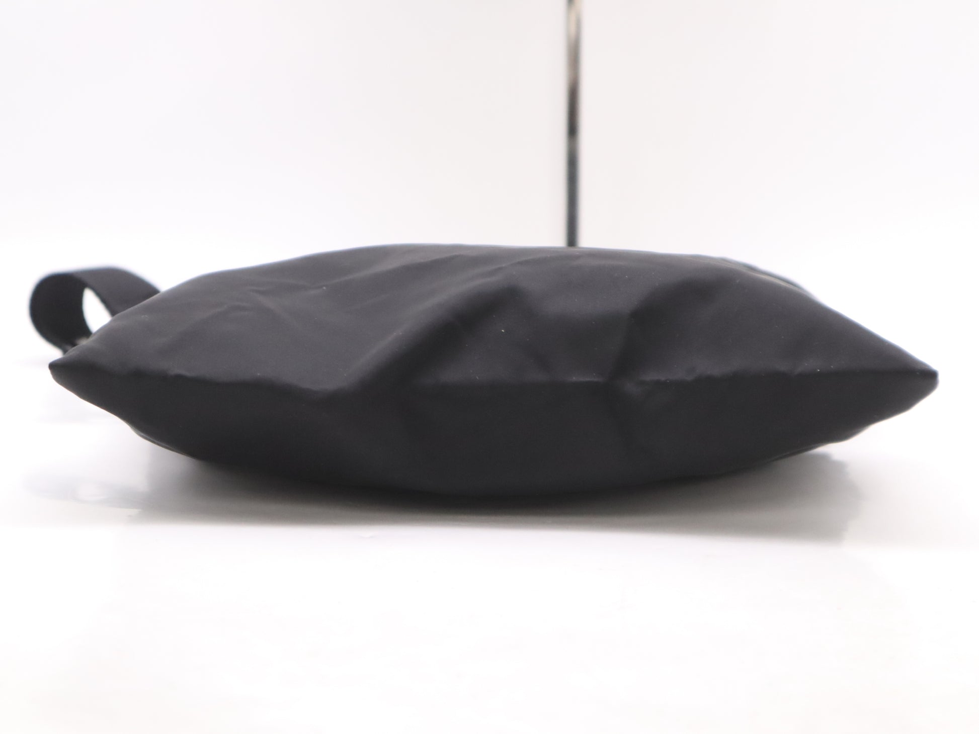 PRADA Nylon Triangle Logo Shoulder Bag in Black with Silver Hardware