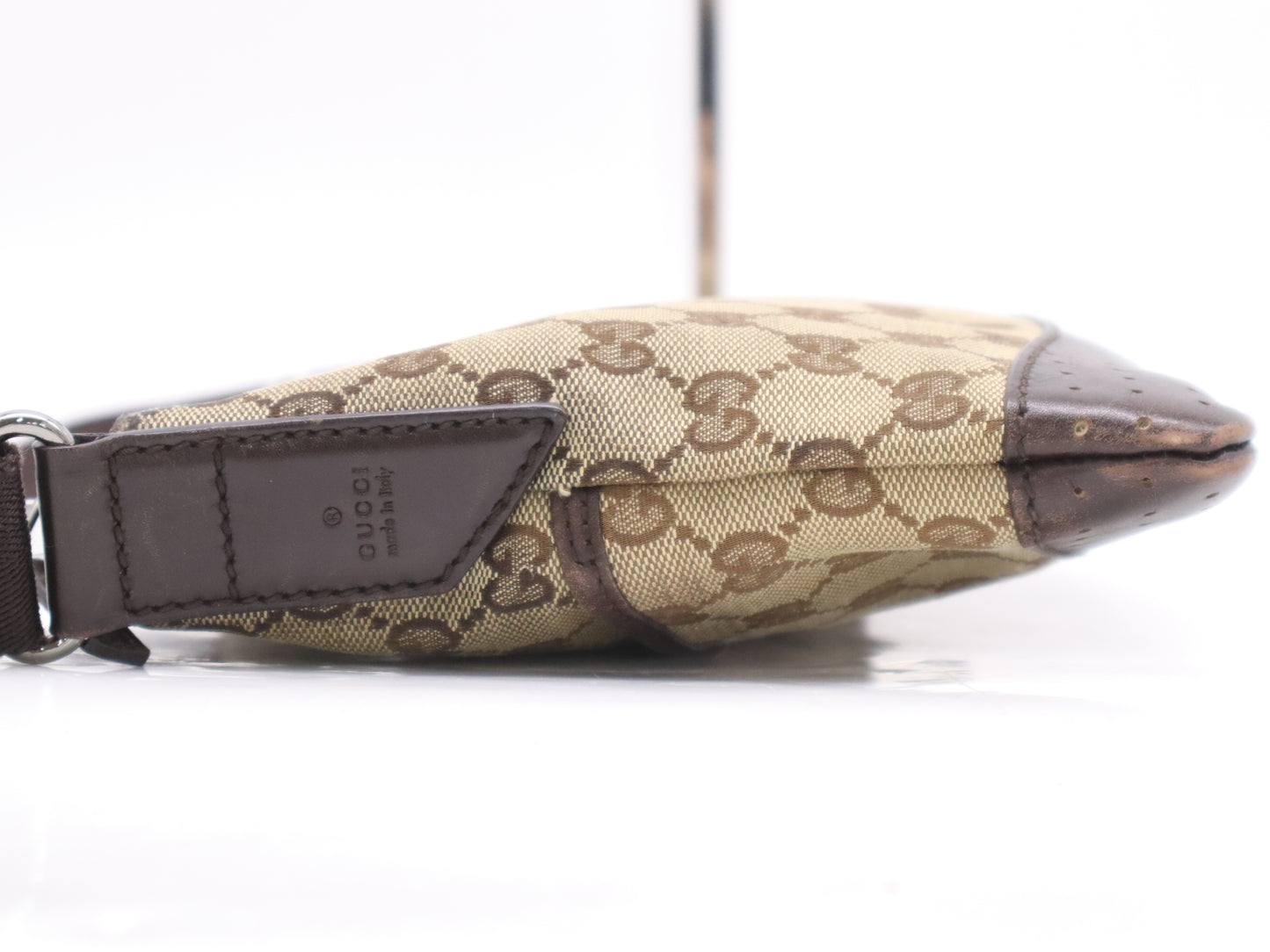 GUCCI 147671 Canvas x Leather GG Canvas Shoulder Bag Beige Brown Shoulder Bag