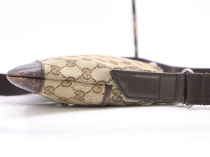 GUCCI 147671 Canvas x Leather GG Canvas Shoulder Bag Beige Brown Shoulder Bag