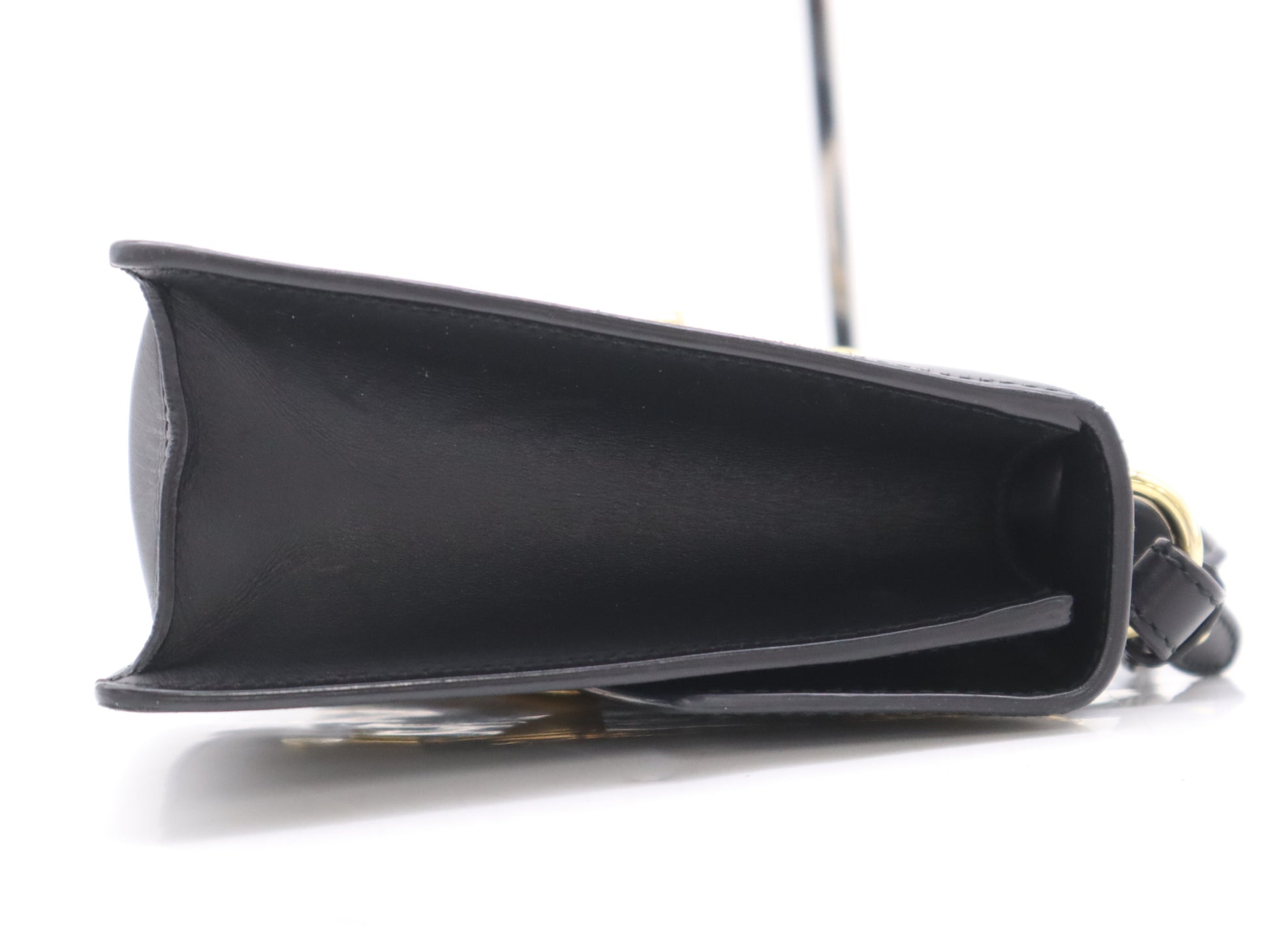 GUCCI 421882 Leather Sylvie Small Ribbon Sherry Line Shoulder Bag Black GD Hardware Shoulder Bag