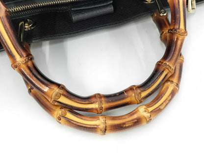 GUCCI Leather Bamboo 2-Way Handbag with Harako Zebra Print Shoulder Bag