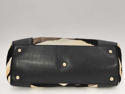 GUCCI Leather Bamboo 2-Way Handbag with Harako Zebra Print Shoulder Bag