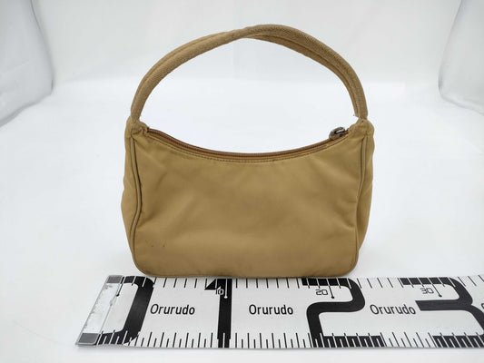 PRADA Mini Purse Triangle Logo Accessory Pouch Yellow Nylon Bag