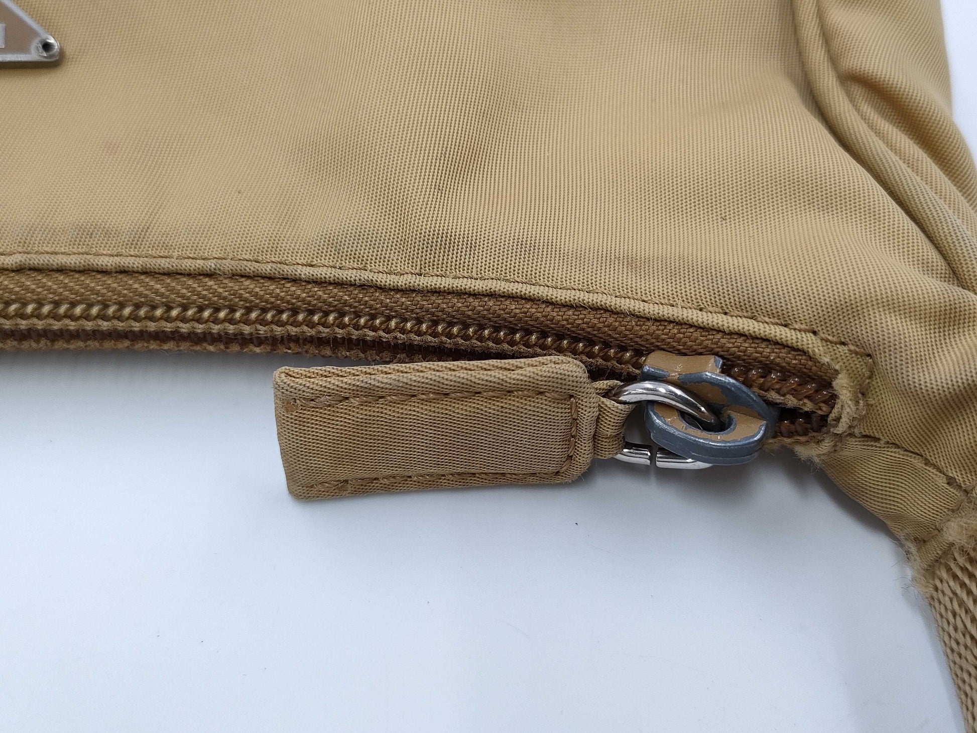 PRADA Mini Purse Triangle Logo Accessory Pouch Yellow Nylon Bag