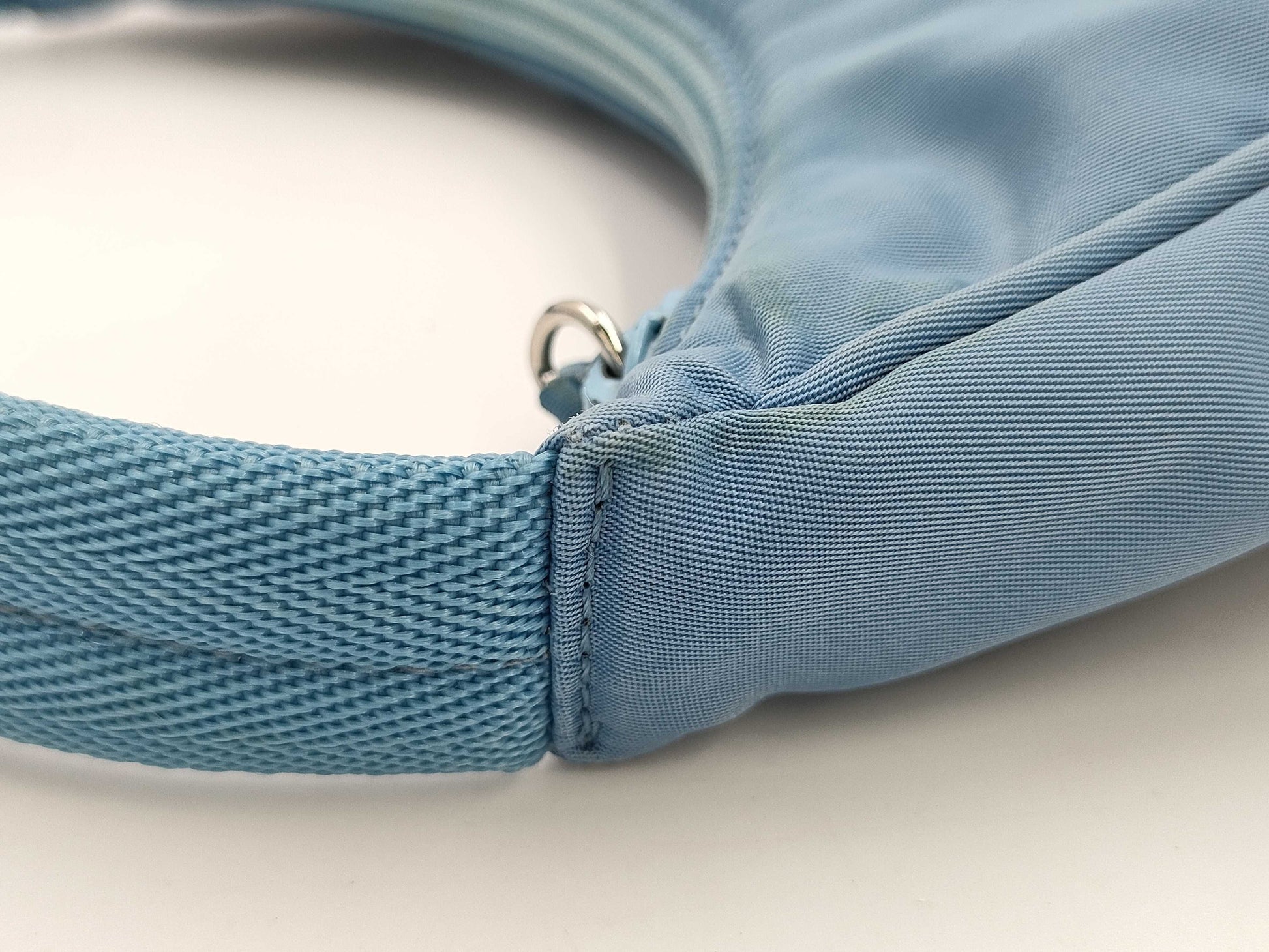 PRADA Mini Handbag Triangle Logo Accessory Pouch Blue Nylon Bag