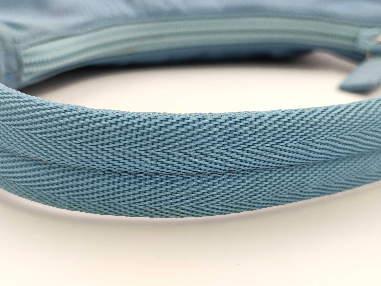 PRADA Mini Handbag Triangle Logo Accessory Pouch Blue Nylon Bag