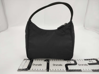 PRADA Mini Handbag Triangle Logo Accessory Pouch Black Nylon Bag