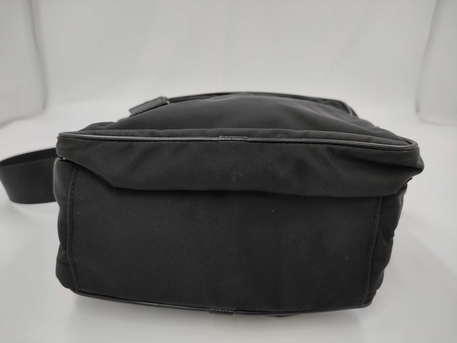 PRADA Nylon Triangle Logo Black Shoulder Bag