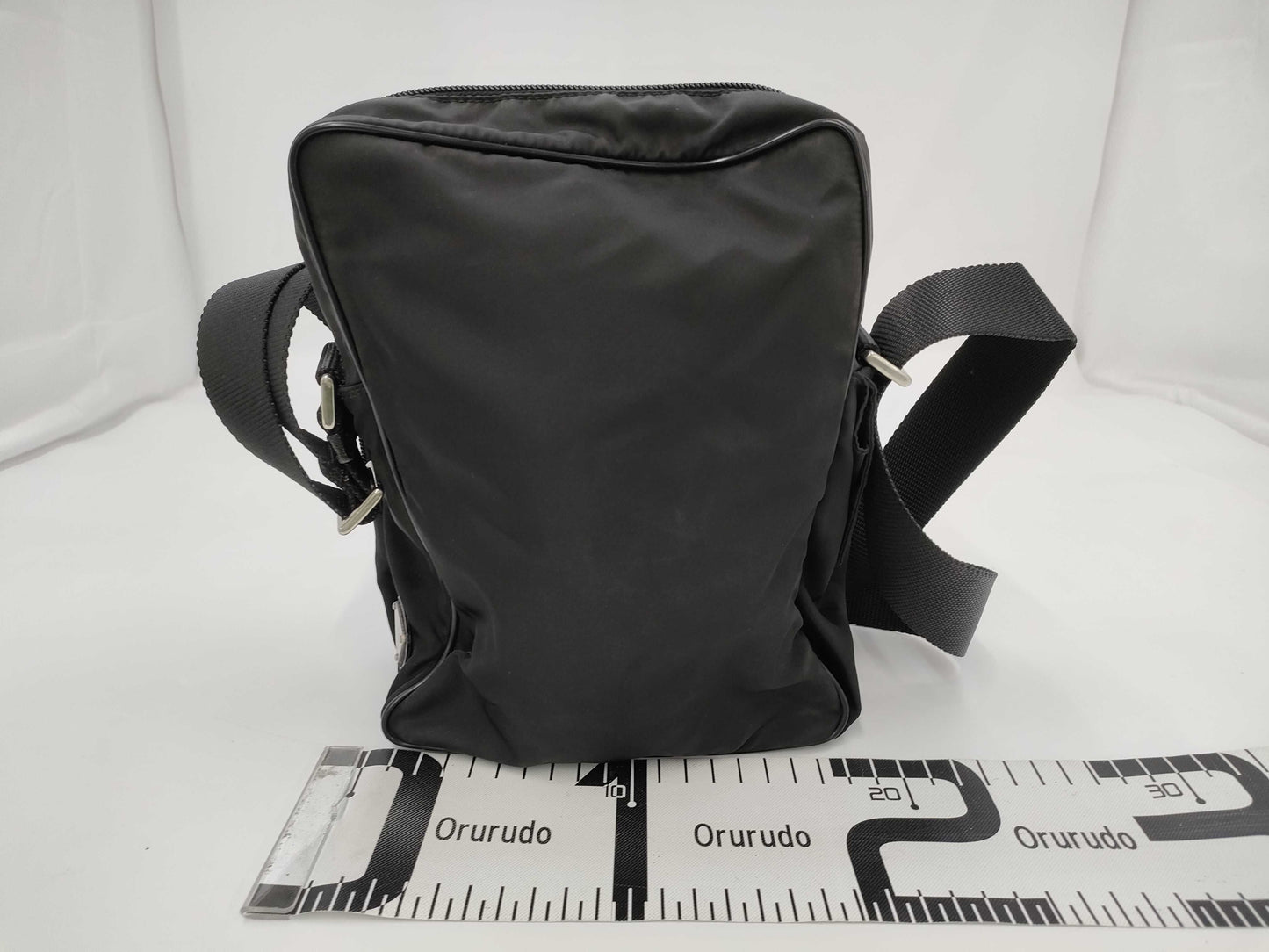 PRADA Nylon Triangle Logo Black Shoulder Bag