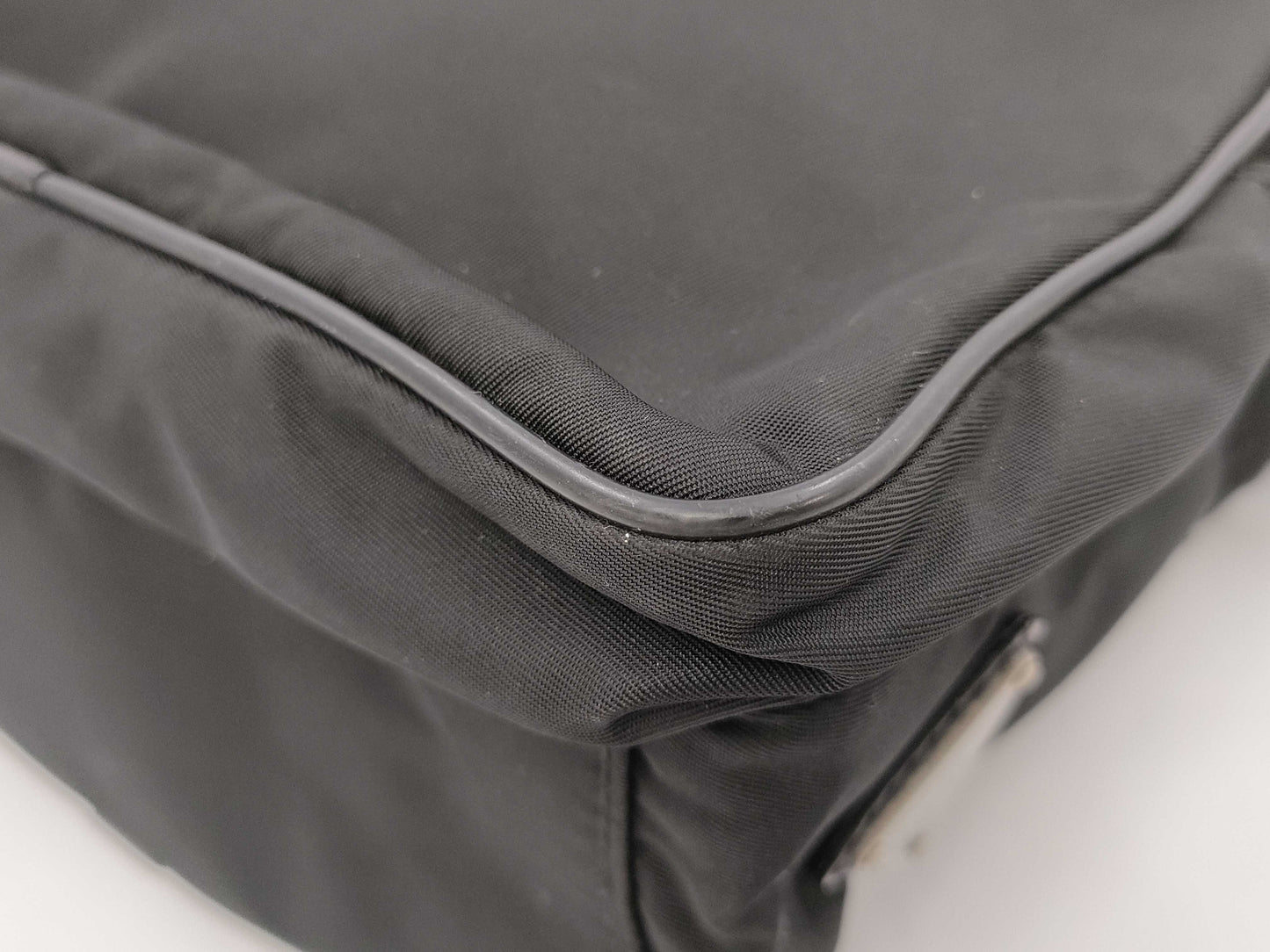 PRADA Nylon Triangle Logo Black Shoulder Bag