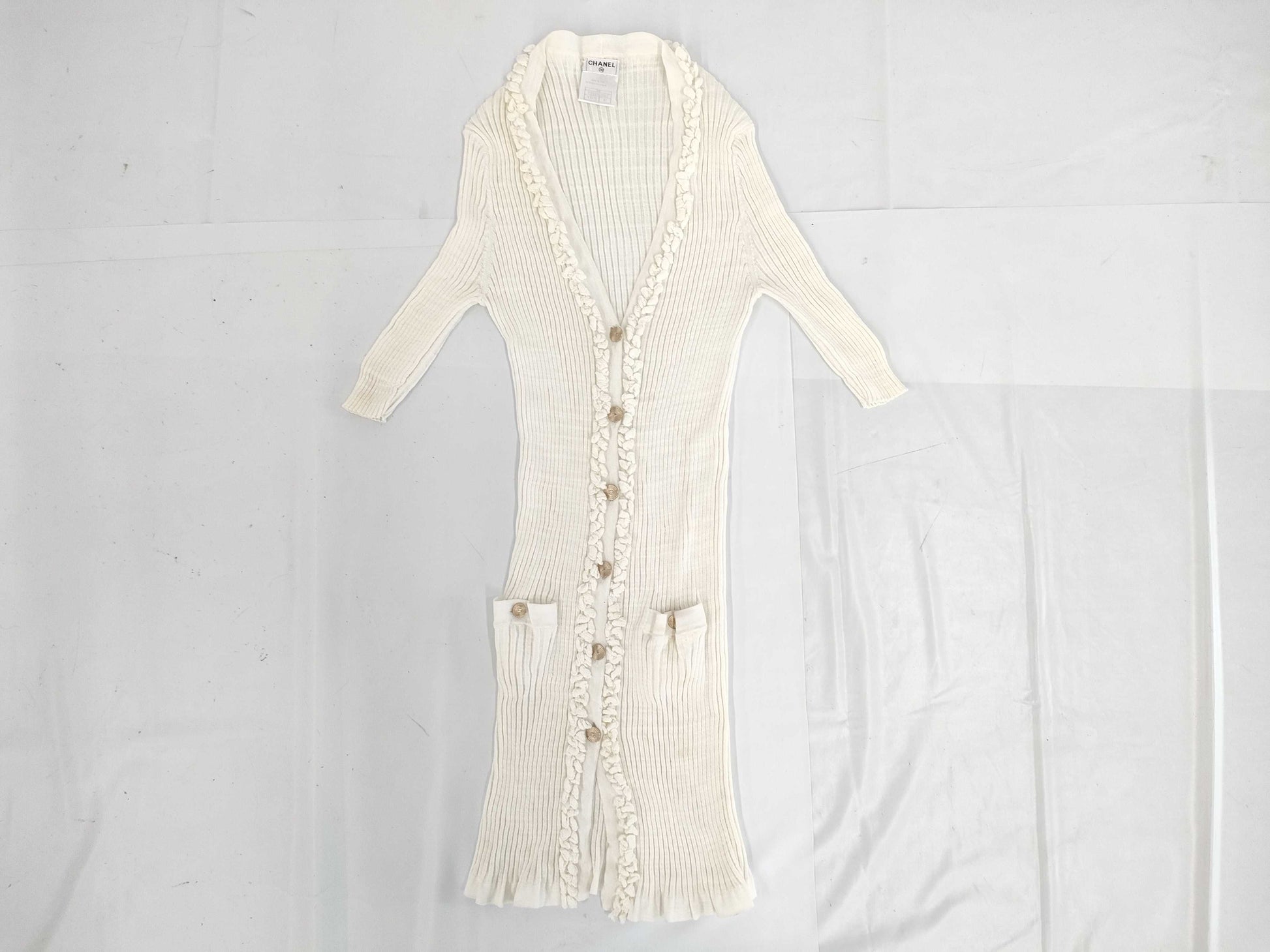 CHANEL 09P Coco Button Long Cardigan Size 42 Dress