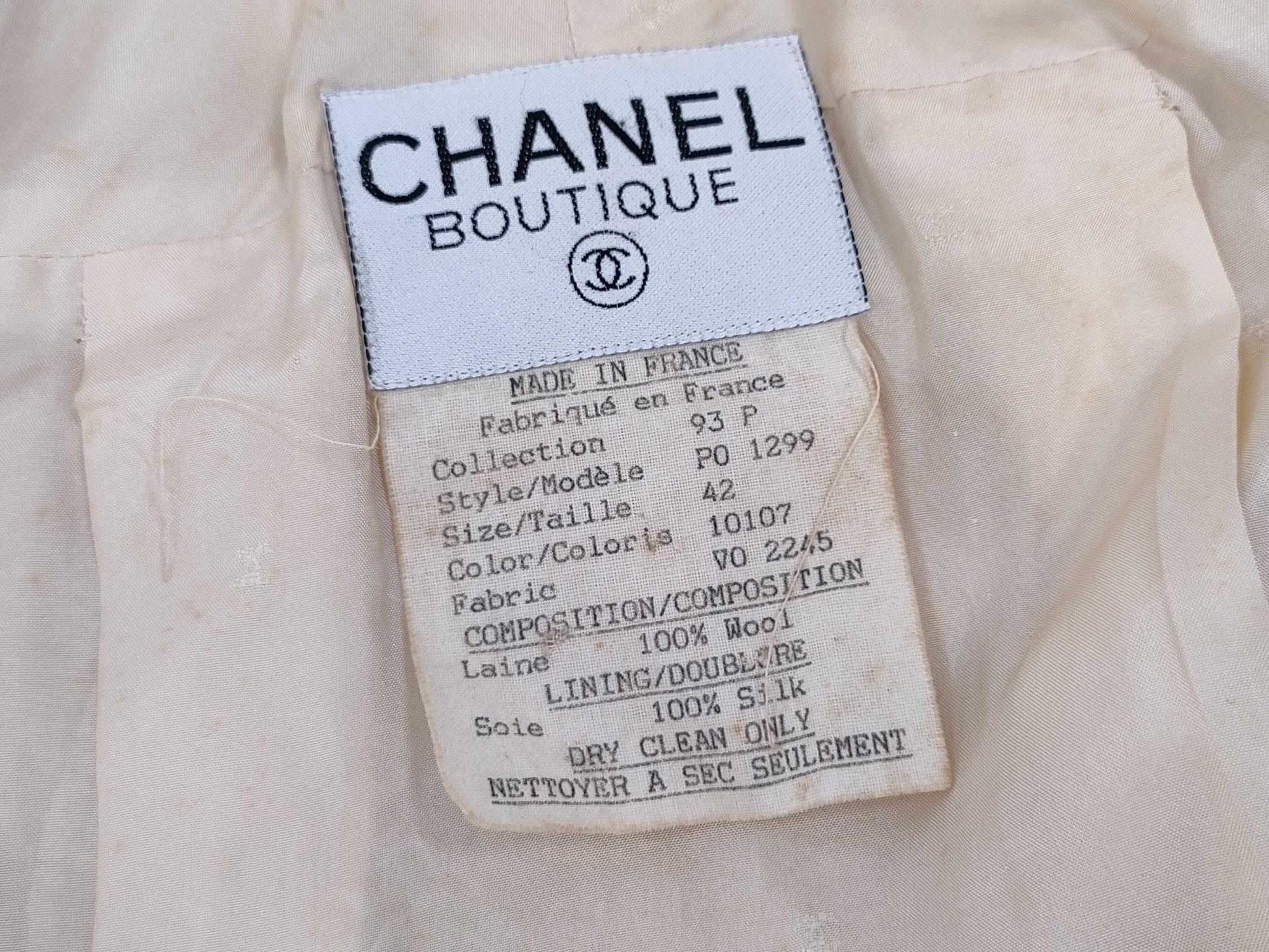 CHANEL 93P Tweed Jacket with Gold Buttons, Size 42