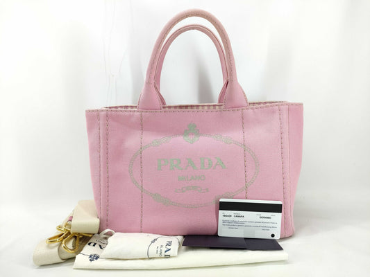 PRADA Canapa 2-way Pink Tote Bag 1BG439 with Warranty