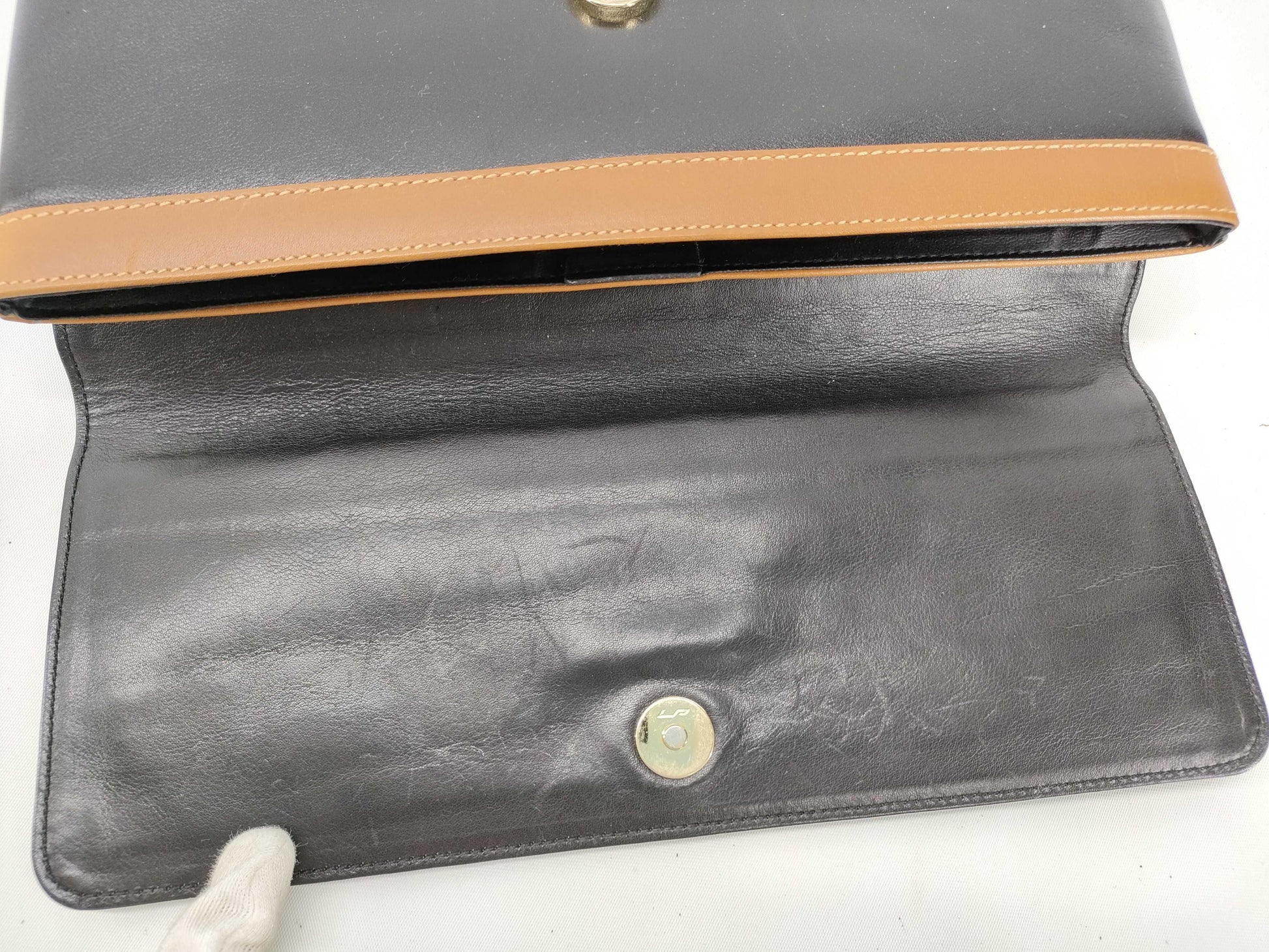 CELINE Black Carriage Hardware Clutch Bag