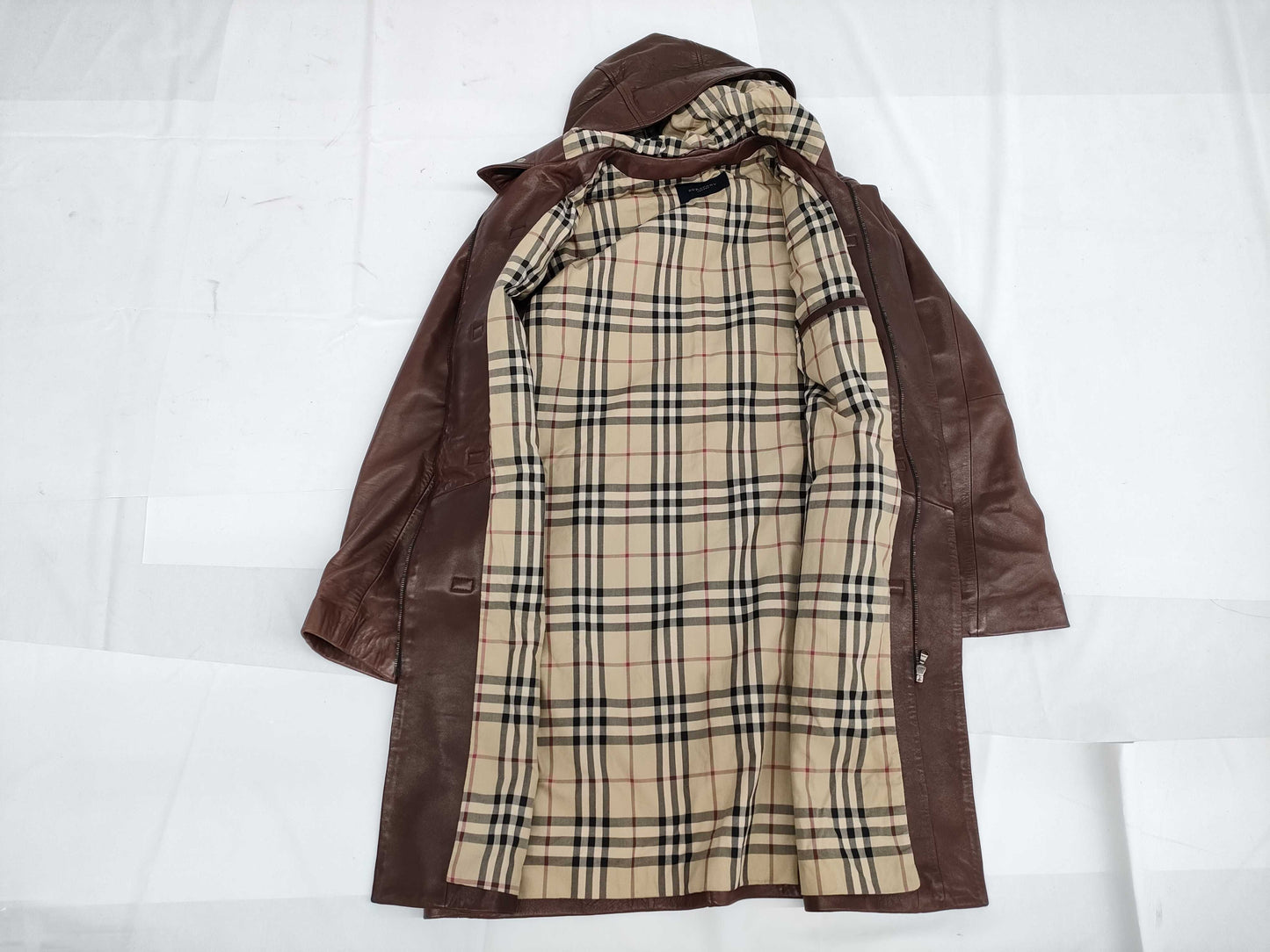 BURBERRY BURBERRY LONDON Burberry London Leather Coat Hooded Nova Check 48 Coat