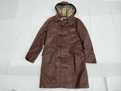 BURBERRY BURBERRY LONDON Burberry London Leather Coat Hooded Nova Check 48 Coat