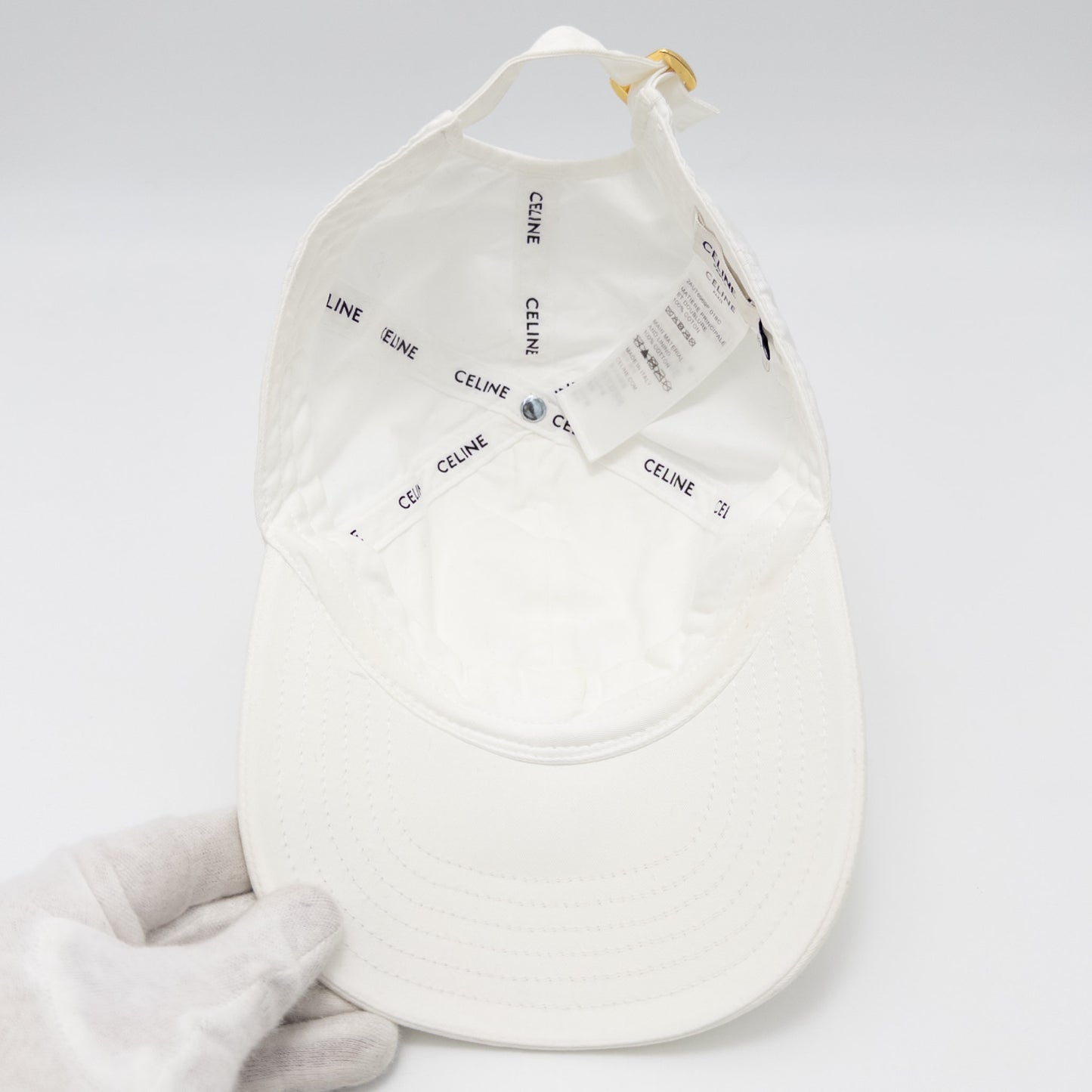 CELINE CELINE Triomphe 2AUT6969P Baseball Cap Canvas Cotton White S Size Other Accessories