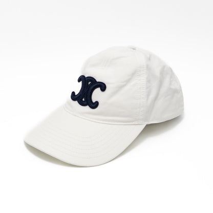 CELINE CELINE Triomphe 2AUT6969P Baseball Cap Canvas Cotton White S Size Other Accessories