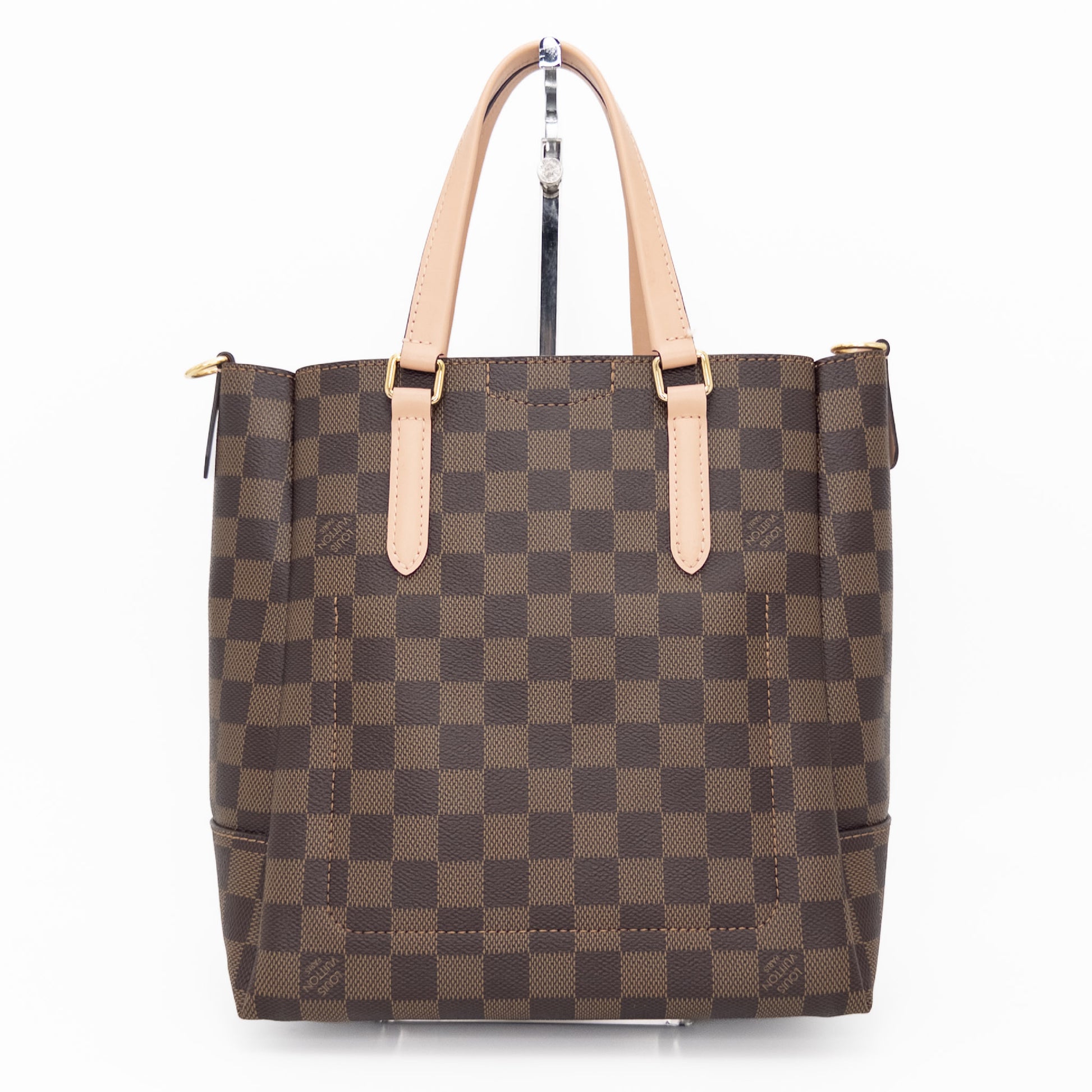 LOUIS VUITTON LOUIS VUITTON Vuitton Damier Belmont NV BB N60297 Pink Gold Hardware Canvas Handbag