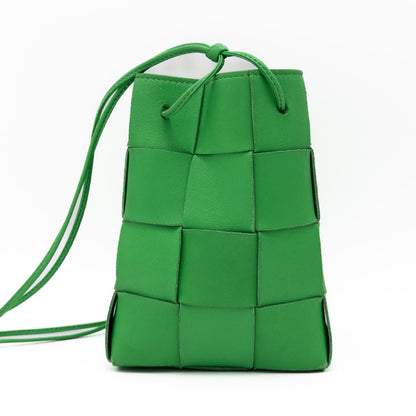 BOTTEGA VENETA BOTTGA VENETA Bottega Maxi Intrecciato Cassette Mini Crossbody Bag Leather Shoulder Bag Green Storage Bag Included Shoulder Bag
