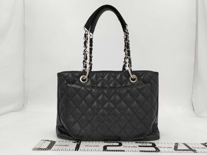 CHANEL GST Caviar Skin Black Gold Hardware Chain Tote Bag