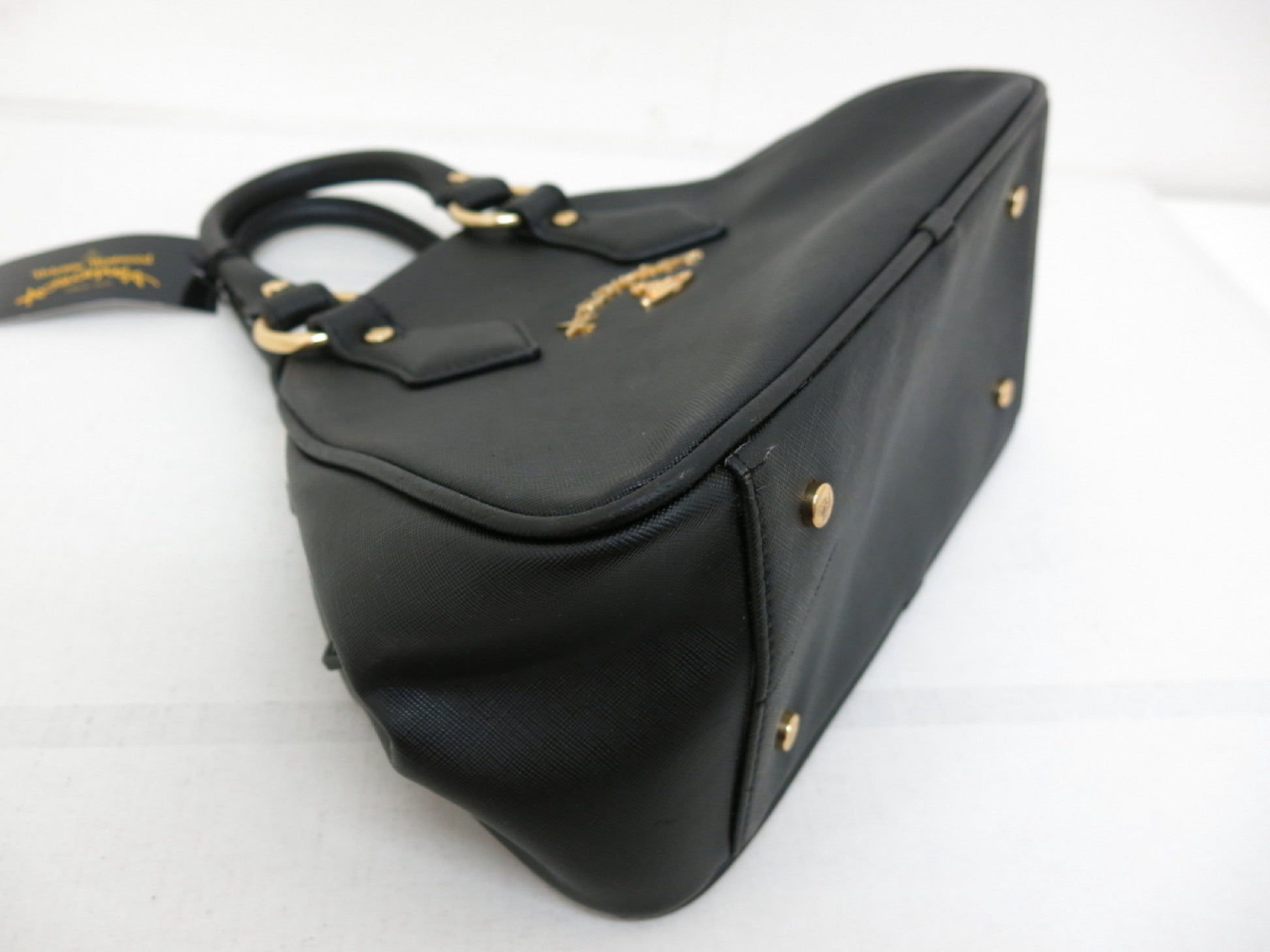 Vivienne Westwood Leather Hand Clutch Tote Bag Black 3-Piece Bag Set