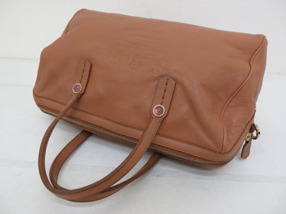 BVLGARI Calf Leather Collezione Logo Embossed Handbag 2-Way