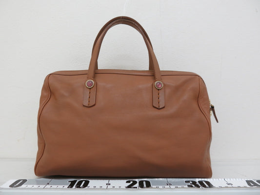 BVLGARI Calf Leather Collezione Logo Embossed Handbag 2-Way